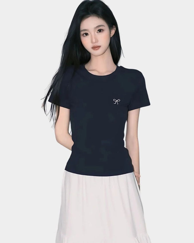 Embroidered Slim-Fit Korean Tee