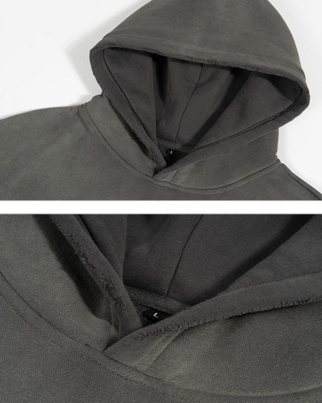 Washed Vintage Streetwear Cropped Hoodie