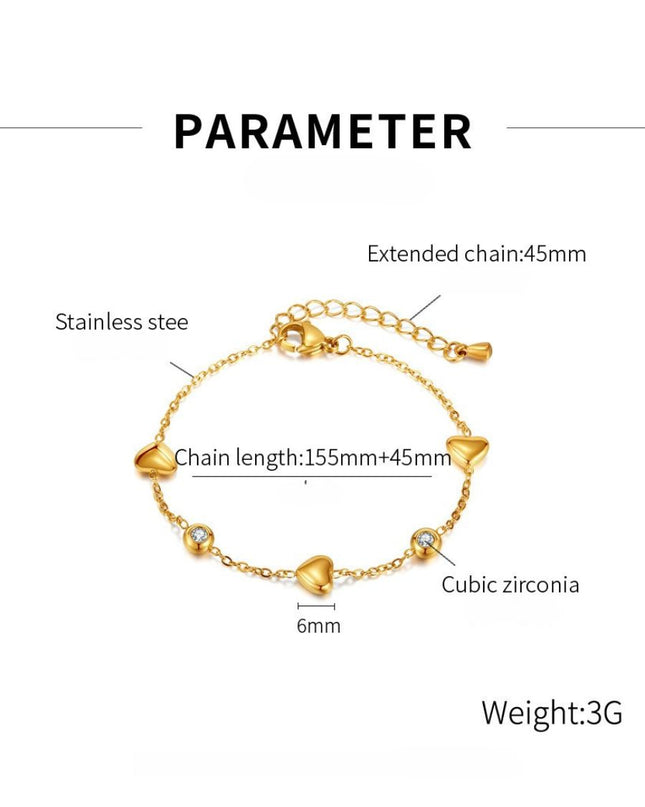 Cubic Zirconia Love Pendant Bracelet