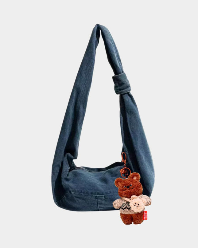 Charming Tilted-Head Teddy with Bear Bag Keychain