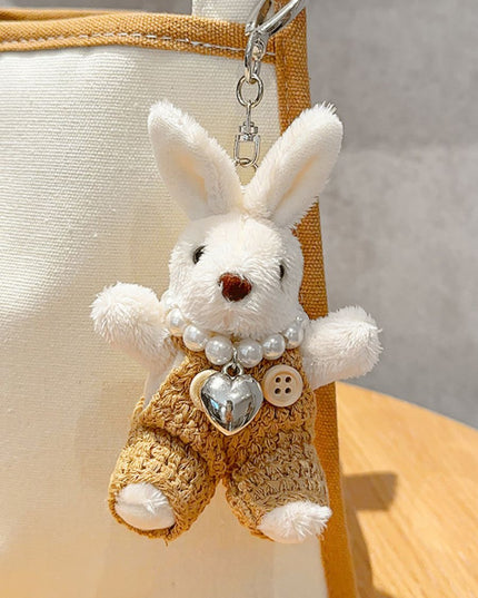 Elegant Pearl Chain Bunny Keychain