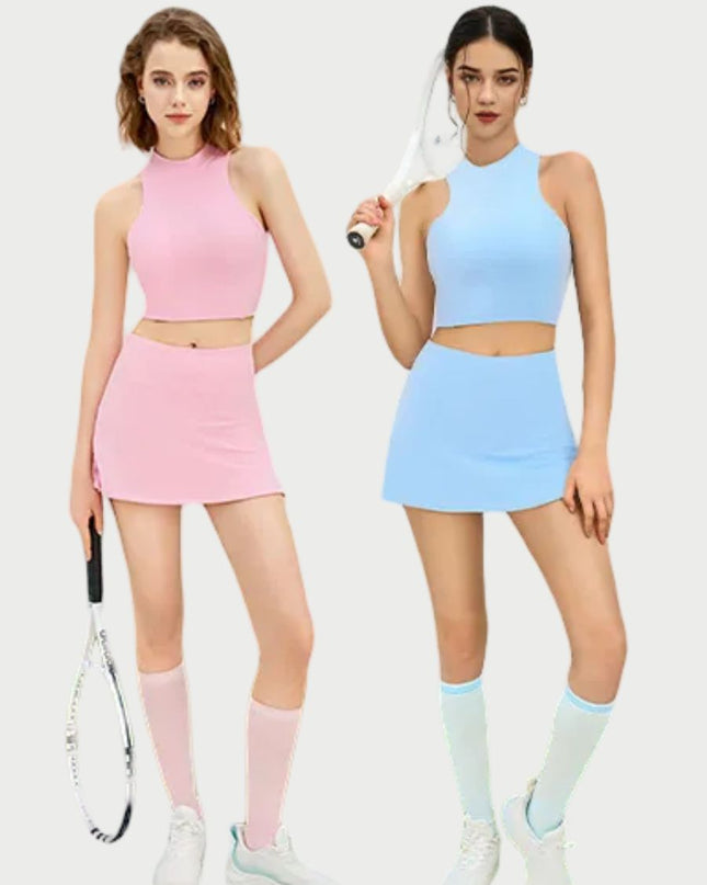 Open-Back Quick-Dry Activewear Set – Top & Skirt