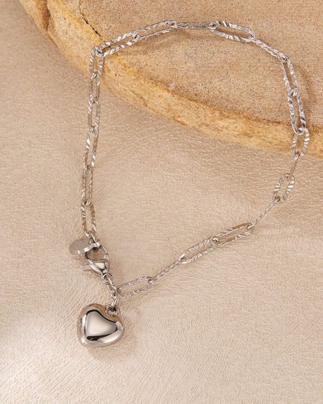 Heart & Circle Pendant Charm Bracelet