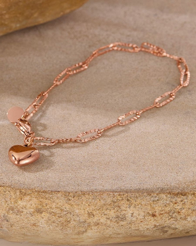 Heart & Circle Pendant Charm Bracelet