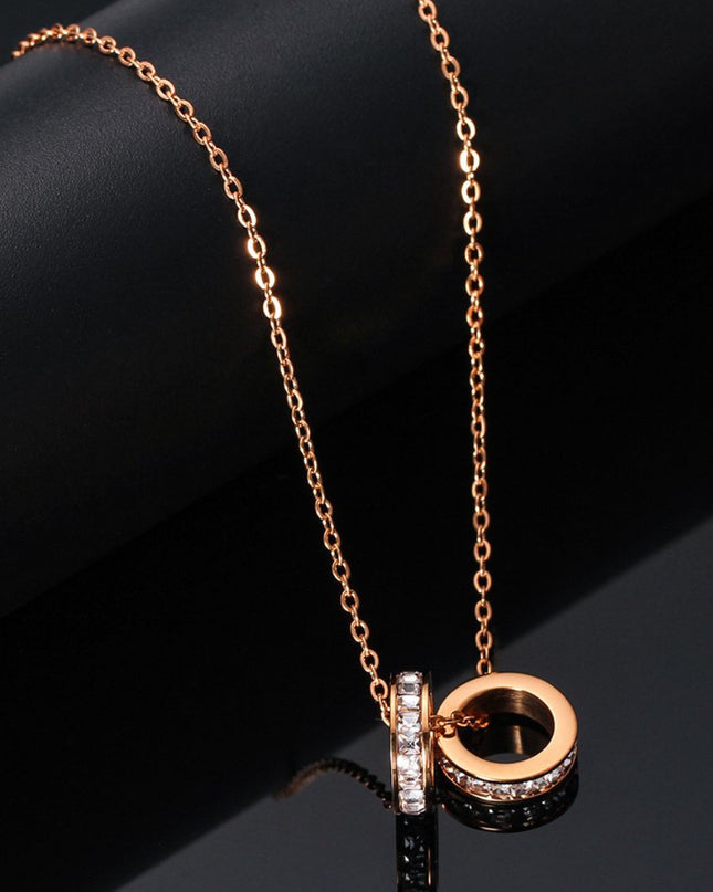 Twin Ring Zircon Necklace