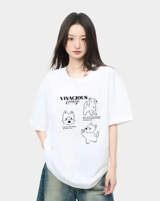 Cute Puppy Sketch Print Design Tee