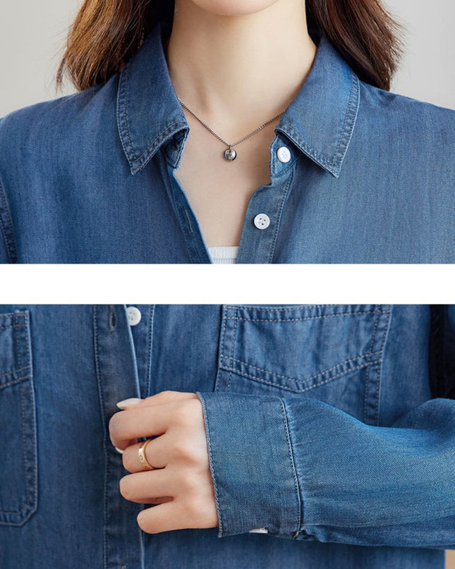 Vintage Washed Denim Long Sleeve Shirt