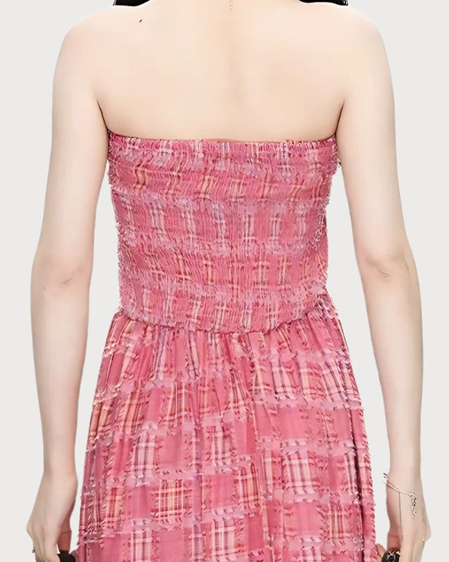 Chic Off-Shoulder Gingham A-Line Dress