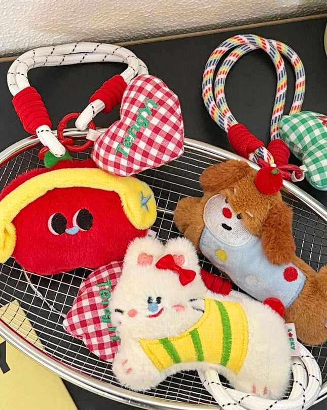 Charming and Playful Plush Animal Pendant Keychains