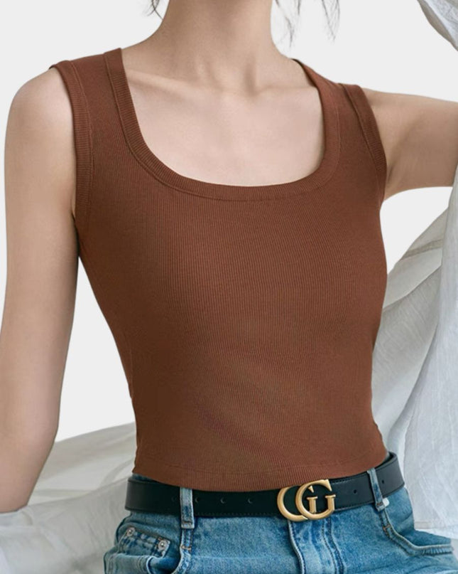 Square Neck Bralette Tank Top with Built-In Brapads