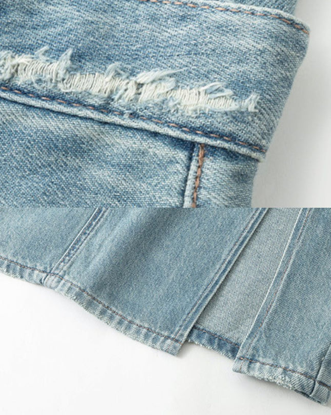 High-Waist Denim Midi Skirt