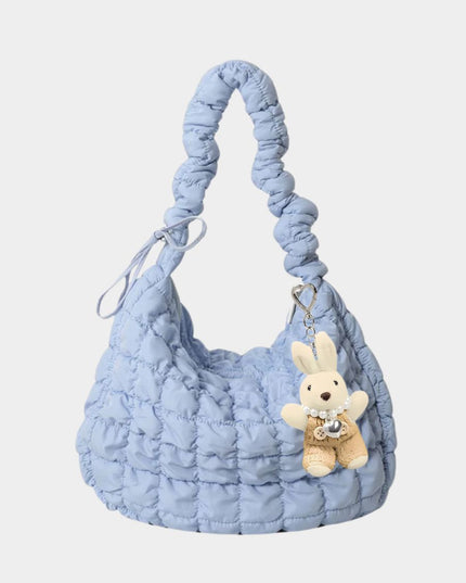 Elegant Pearl Chain Bunny Keychain