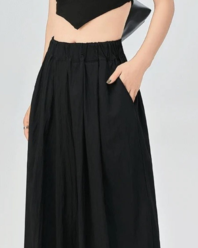 High Waist Wide Leg Ice Silk Linen Blend Pants