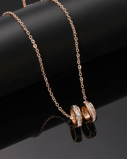 Twin Ring Zircon Necklace