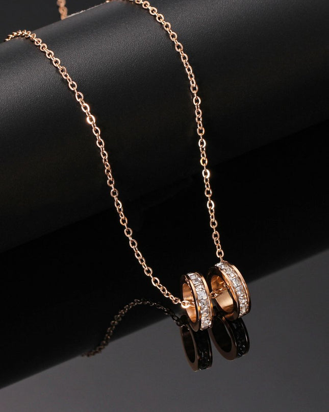 Twin Ring Zircon Necklace