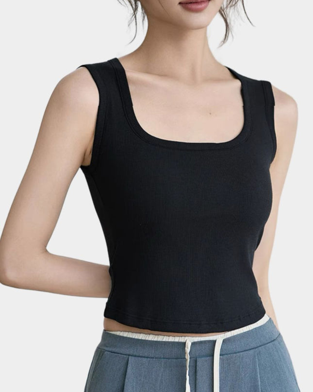 Square Neck Bralette Tank Top with Built-In Brapads