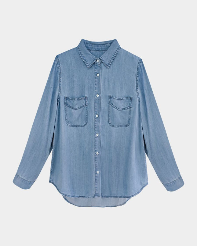 Vintage Washed Denim Long Sleeve Shirt