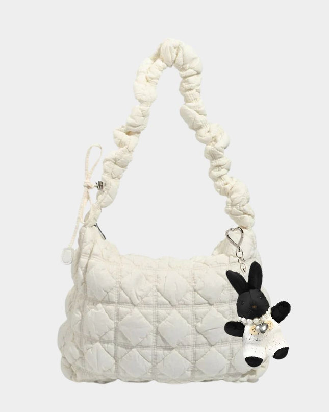 Elegant Pearl Chain Bunny Keychain