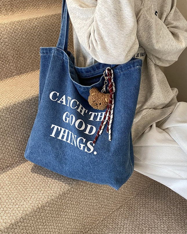 Large-Capacity Casual Denim Tote