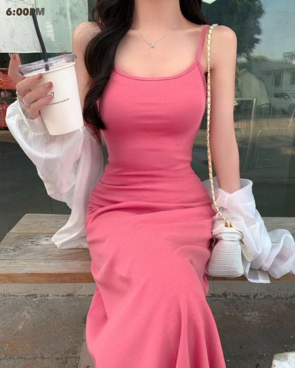 Pakaian Maxi Tali Spaghetti Vacay Vibe Elegan