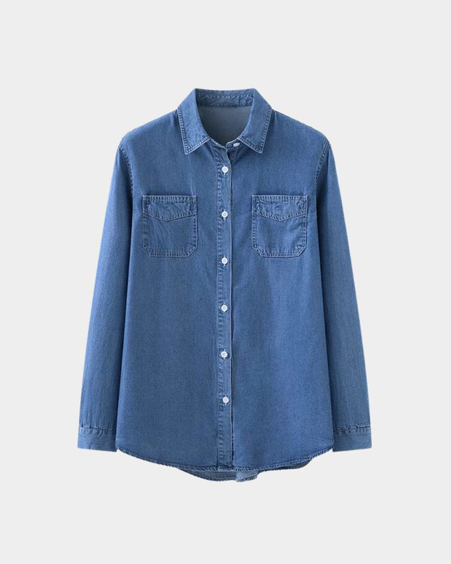 Vintage Washed Denim Long Sleeve Shirt
