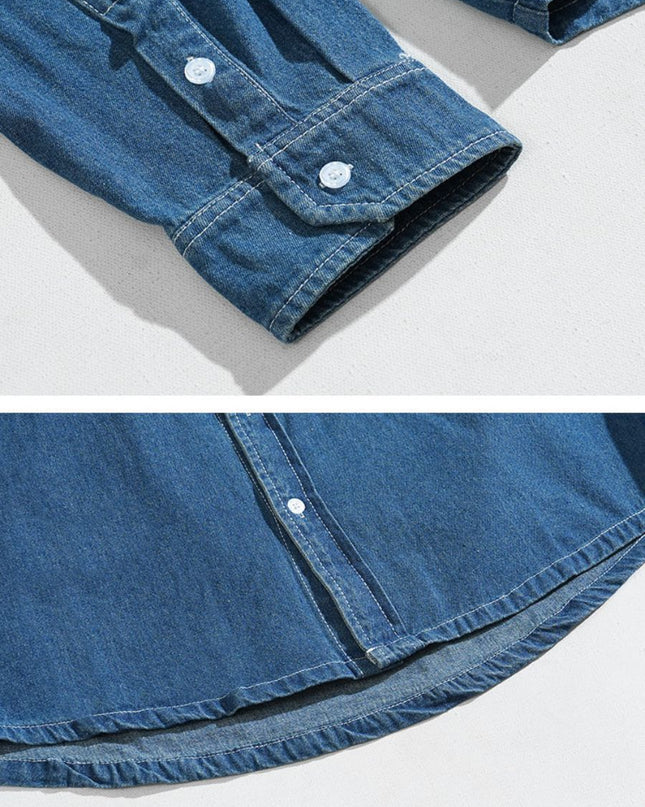 Korean Street-Style Loose Denim Shirt