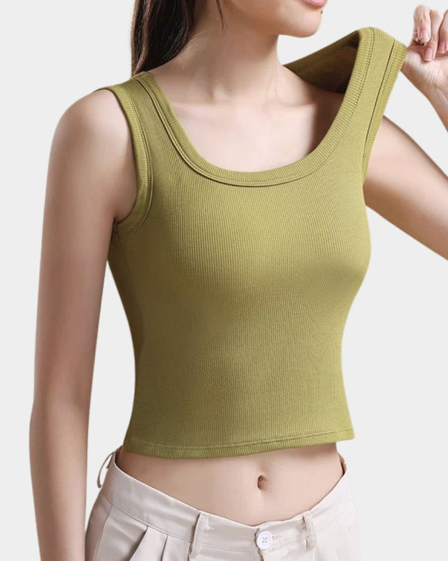 Square Neck Bralette Tank Top with Built-In Brapads