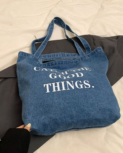 Tote Denim Kasual Berkapasiti Besar