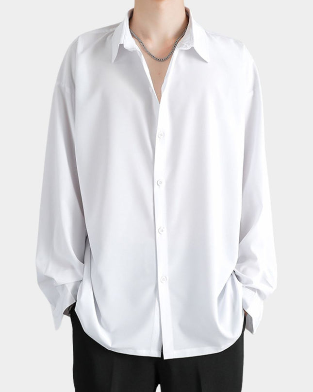 INS-Style Ice Silk Loose-Fit Long-Sleeve Shirt