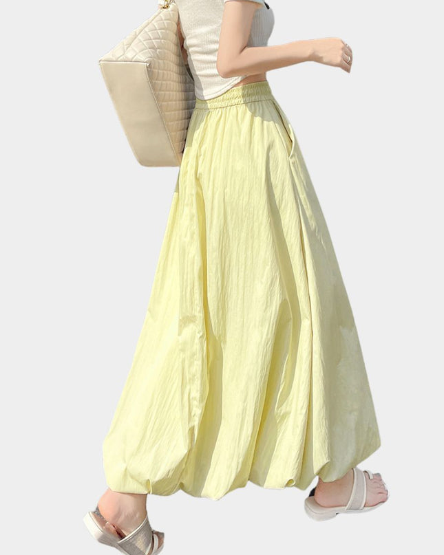 Sweet High Waist Puff A Line Skirt Slimming Balloon Silhouette