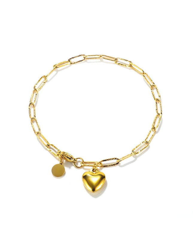 Heart & Circle Pendant Charm Bracelet