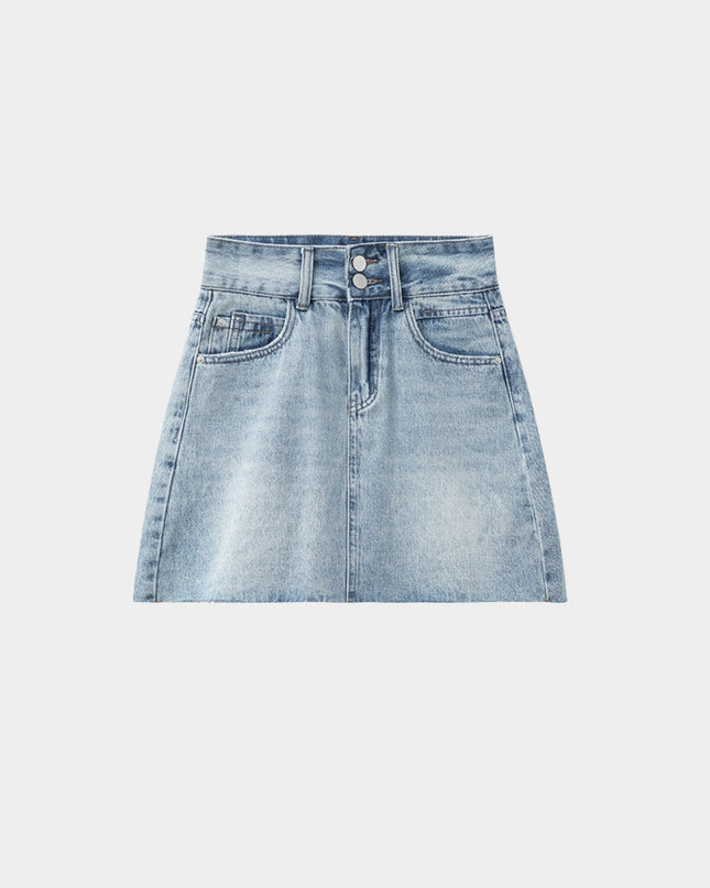High-Waist Slim Denim Mini Skirt