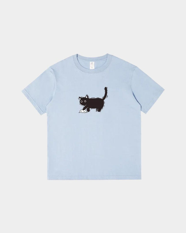 Minimalist Cat Sketch Printed Tee