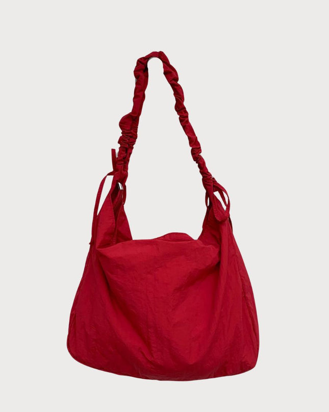 Beg Bahu Nilon Drawstring Spring – Reka Bentuk Awan Warna Pepejal