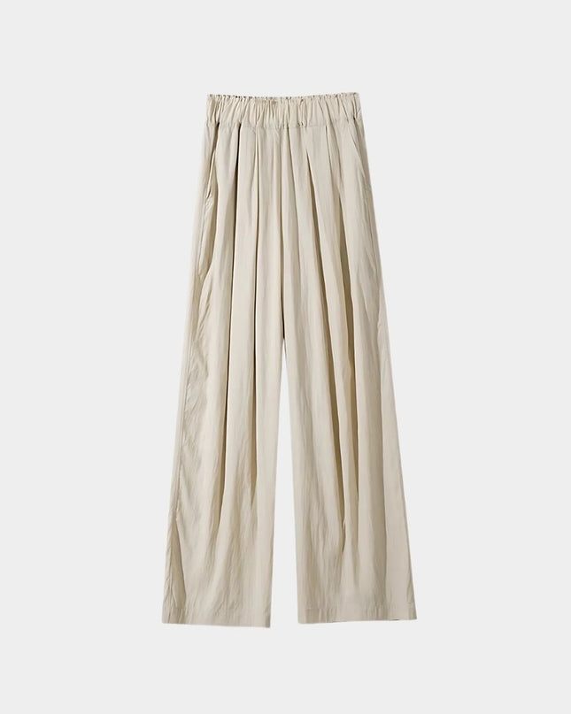 High Waist Wide Leg Ice Silk Linen Blend Pants