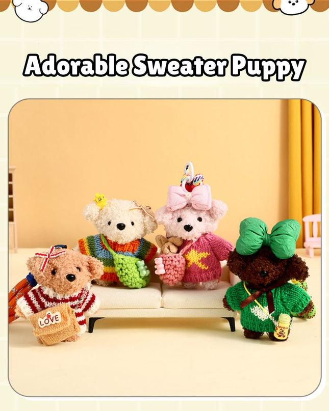 Adorable Sweater Puppy Plush Keychain Charm