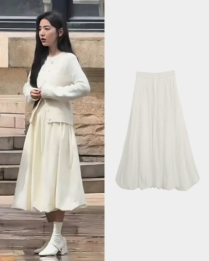 Sweet High Waist Puff A Line Skirt Slimming Balloon Silhouette