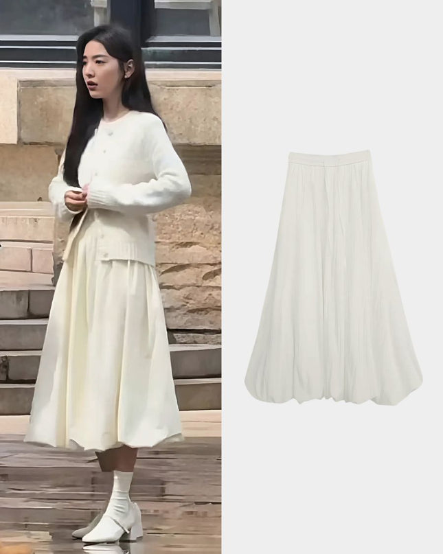 Sweet High Waist Puff A Line Skirt Slimming Balloon Silhouette