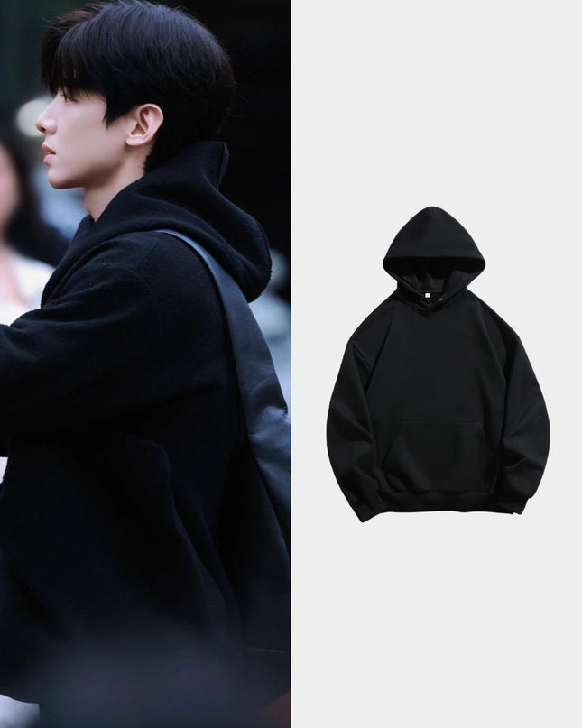 Unisex Loose Fit Solid Color Basic Streetwear Hoodie