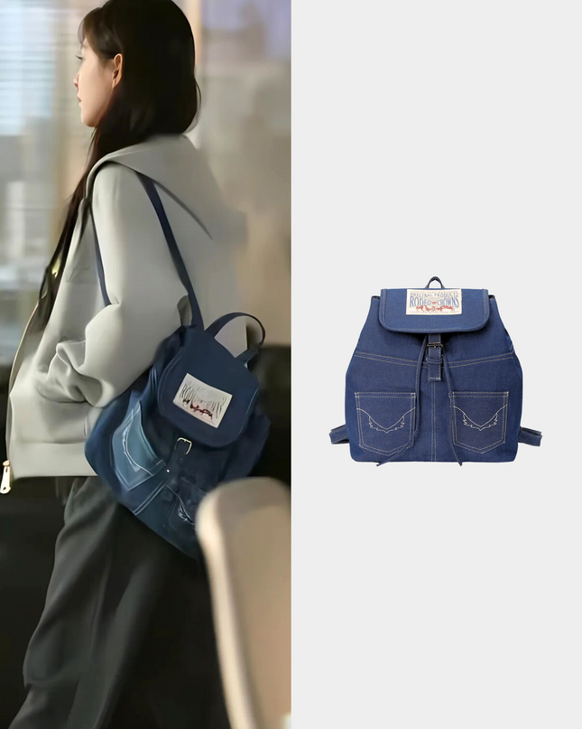 Chic Denim Patch Backpack