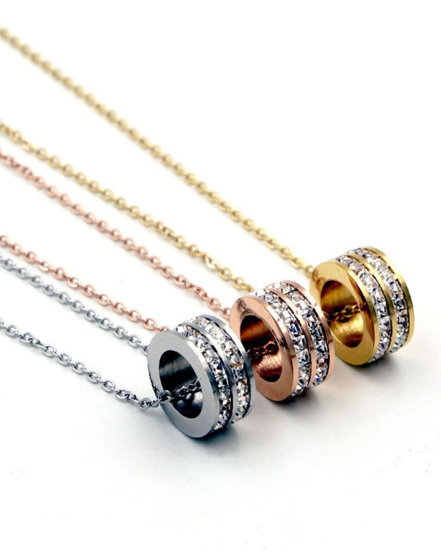 Twin Ring Zircon Necklace