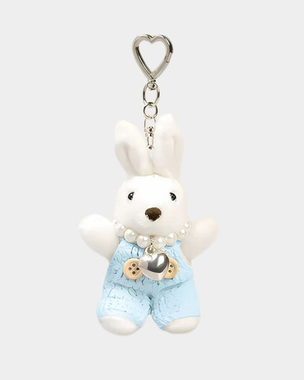Elegant Pearl Chain Bunny Keychain