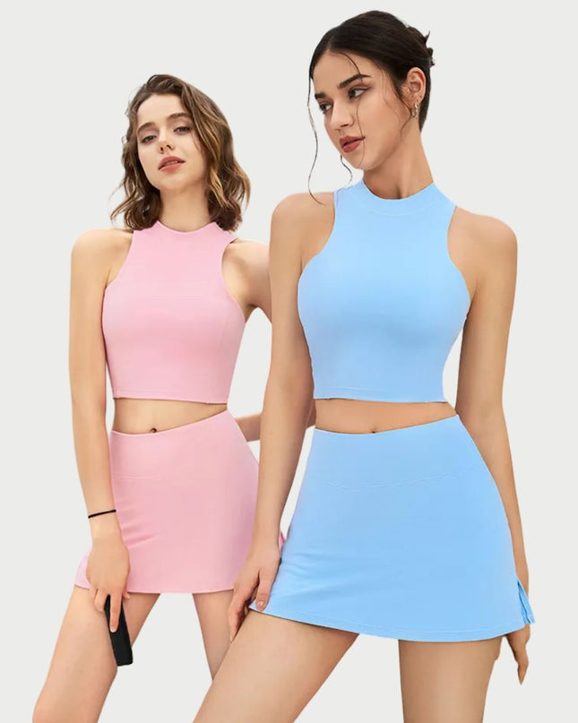 Open-Back Quick-Dry Activewear Set – Top & Skirt
