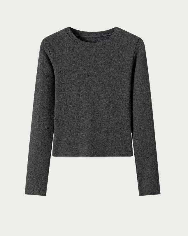 Casual Slim Fit Round Neck Long Sleeve Top