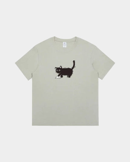 Minimalist Cat Sketch Printed Tee
