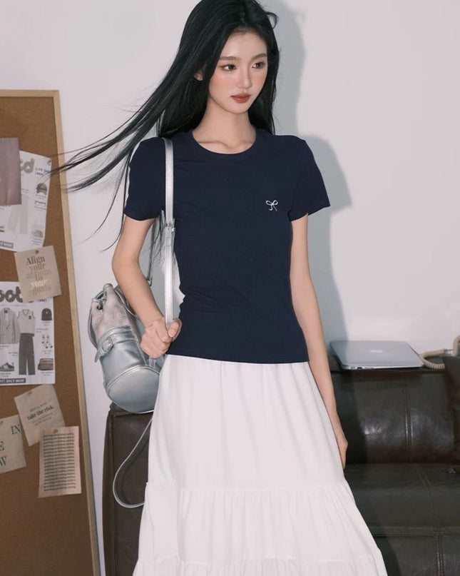 Embroidered Slim-Fit Korean Tee