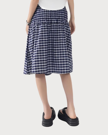 2-in-1 Multi-Way Styling Plaid Gingham A-Line Skirt
