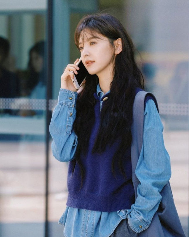 Vintage Washed Denim Long Sleeve Shirt
