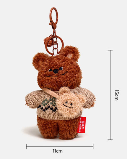 Charming Tilted-Head Teddy with Bear Bag Keychain