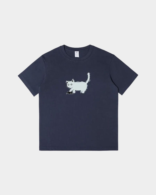 Minimalist Cat Sketch Printed Tee